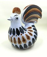 Tonala Folk Art Pottery Chicken Rooster Blue Brown Mexico Signed - £16.51 GBP