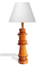 Hand Carved African Vintage Iroko Wood Chess Piece Table Lamp D11cm x H40cm - £171.31 GBP