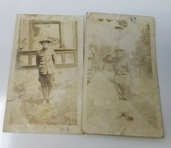 Photos World War 1 Soldiers Saluting Attention Doughboy Antique Set of 2... - £9.07 GBP