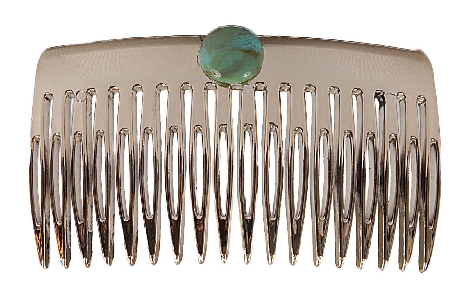 Caravan French Comb Decorated with Turquoise Bead, Gold - $20.78