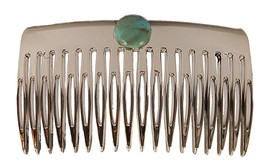Caravan French Comb Decorated with Turquoise Bead, Gold - £16.58 GBP