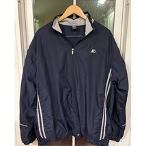 Starter Jacket reflective Navy Blue with white red trim size large exerc... - $17.99