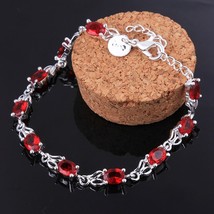 925 silver elegant charm beautiful crystal stone red Jewelry fashion for women w - £9.63 GBP