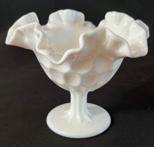 Vintage Olde Virginia Thumbprint Milk Glass Footed Compote - £9.50 GBP