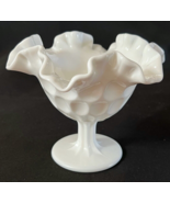 Vintage Olde Virginia Thumbprint Milk Glass Footed Compote - $230.83 MXN