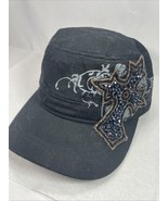 Vintage Woman’s Cap Cross Embellished Beaded Grunge Hat - $21.65 CAD