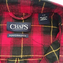 Chaps Button-Down Collar Men's Red & Black Cotton Flannel Shirt Long Sleeve Sz L image 4
