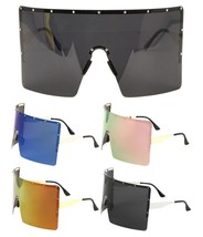Flat Top Xl Large Oversized Rimless Mono Lens Shield Sunglasses Wrap Around Vtg - £5.54 GBP