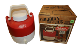 Vintage Coleman Poly-Lite Red / White 1 Gallon Jug 5591-703 with Box Clean USA - £14.98 GBP