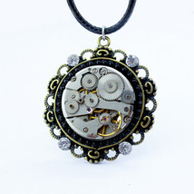 Original Steampunk mechanical watch corehuman skeleton rock crystal bat - £15.97 GBP