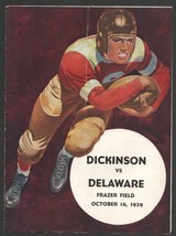 Delaware vs Dickson College Football Game Program 10/14/1939-player pix-roste... - $101.85