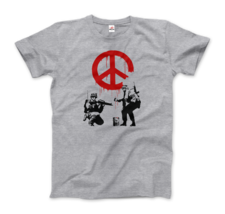 Banksy - Soldiers Painting Peace Symbol 2006 Artwork T-Shirt - $23.71+