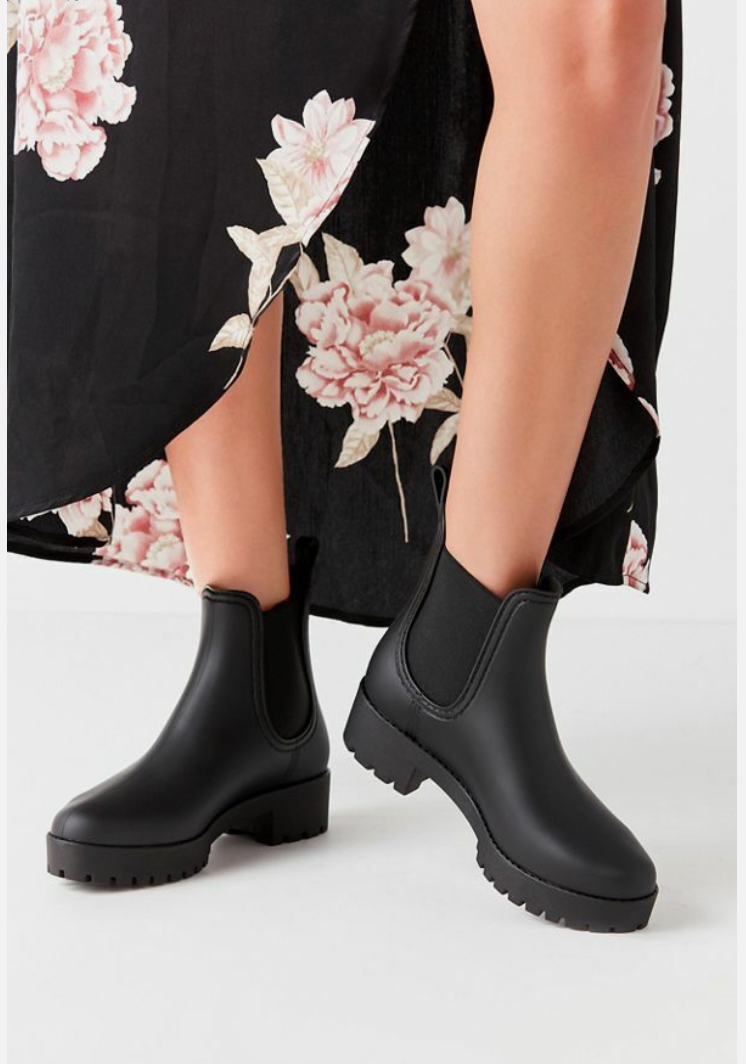 Jeffrey Campbell Cloudy Black Matte Chelsea Platform Waterproof Rain Boo... - $43.29