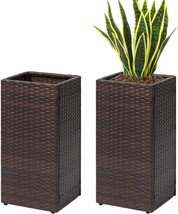 Sunnypark 2 Pack Tall Planters For Outdoor Plants Rattan, 12’’ X 12’’ X ... - $129.99