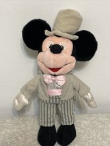 Mickey Mouse Disney Groom Wedding 14&quot; Plush Stuffed Animal Gray Top Hat ... - £15.20 GBP