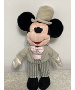 Mickey Mouse Disney Groom Wedding 14&quot; Plush Stuffed Animal Gray Top Hat ... - £15.13 GBP