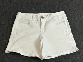 American Eagle Women&#39;s Midi Jean Shorts Size 8 White Stretch 6&quot; Inseam - $13.80