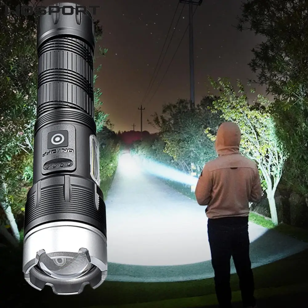 LED Flashlight Torch Camping Light Power Display Camping Torch 3000Mah Handheld - £20.05 GBP+