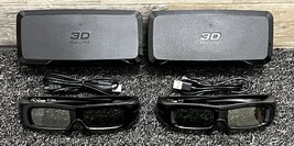 Panasonic 3D HD TV Glasses TY-EW3D2M ~ Lot of 2 ~ w/ Charging Cables &amp; C... - £30.44 GBP