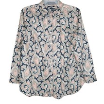 Chaps Womens Shirt Size 2X Long Sleeve Button Up Collared Blue Paisley - £12.76 GBP