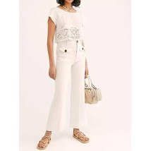 Free People Boca Belle Linen Blend Hi-Rise Bell Bottom Wide Leg Pants Si... - $1,256.97 MXN