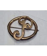 LETTER P Initial Vintage Goldtone Brooch Monogram Style Cursive Tarnished - £7.78 GBP