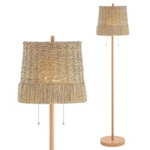 Ocata 61&quot; 2-Light Coastal Bohemian Iron/Rattan Led Floor Lamp With Pull-... - $263.99