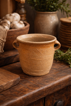 Vintage Stoneware Crock Bowl Rustic Pottery Vessel Farmhouse Decor Hand ... - $38.22