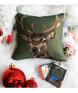 Hines of Oxford  Deer Stag Reindeer Tapestry Pillow 12x12&quot; Made in Engla... - £69.59 GBP