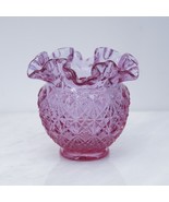 Fenton Jacqueline Vase Pink Rose Petal Ruffled Edge Diamond Pattern 4&quot; S... - €37,73 EUR