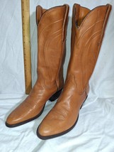 cowboy boots Mens custim brown soft tan sz: 10 D p675 - $233.75