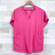 ClimateRight Cuddl Duds Scrub Top Pink V Neck Nursing Medical Womens Large - £11.07 GBP