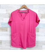 ClimateRight Cuddl Duds Scrub Top Pink V Neck Nursing Medical Womens Large - $14.84