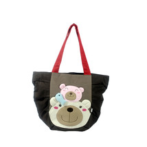 [Bear Family] Cotton Canvas Shoulder Tote Bag Shopper Bag - $26.99