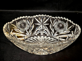 Early American MCKEE Cut Glass 10&quot; x 6&quot; Oval Bowl Candy Nut Dish Sawtoot... - $17.80