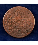 1800s Brazil Emperor Petrus 40 Reis Antique Copper Coin Circulated - £11.96 GBP