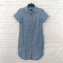 Banana Republic Chambray Shirt Dress Womens 0 Blue Short Sleeve Button Up Linen - £14.20 GBP
