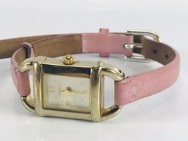 Timex Pink Wrist Watch Ladies Girls Womens Leather Band Gold Tone Quartz WR 30M - £7.01 GBP