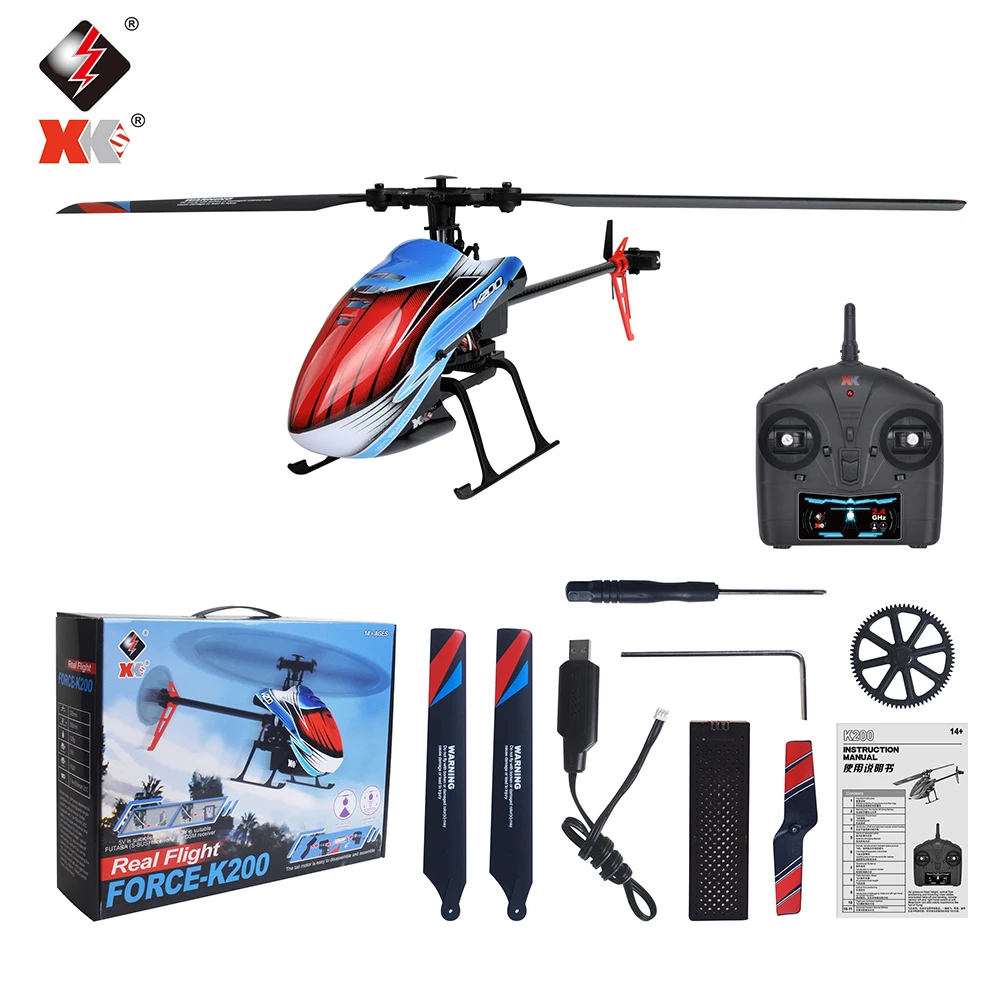 NEW WLtoys XK K200 Rc Helicopter 4Ch RC Plane 2.4G 3D 6G System Brush Motor for - £89.25 GBP