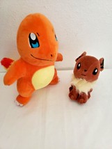 Pokemon Charmander Eevee Plush Stuffed Animal Lot 3rd Round Hasbro Game Freak  - £23.78 GBP