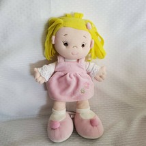 Aurora 10&quot; Baby Doll Plush Girl Stuffed Lovey Toy Blonde Hair Brown Eyes - £31.13 GBP