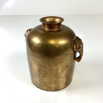 Solid Brass 5” High Vase Jar Urn Brass Elephant Head Handles Brassware Safari - £20.10 GBP