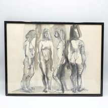 Medio Secolo Moderno Astratto Life Studio Figura Nude Naomi Yergin con C... - £212.46 GBP