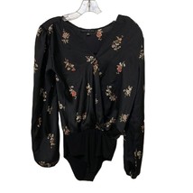 Haute Monde Black Floral Bodysuit Blouse Womens Medium - £11.09 GBP