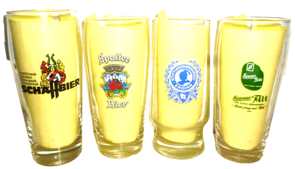 4 Schaff Spalter Erdinger Hummer Brau 0.5L German Beer Glasses