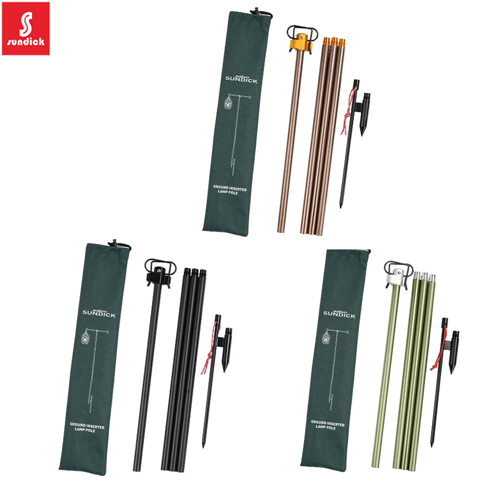 Portable Lamp Stand Hook Folding Lantern Post Pole Collapsible Hanging Light - £14.21 GBP+