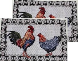 Set of 2 New Tapestry Placemats, 13&quot; x 19&quot;, 2 ROOSTERS IN THE FRAME, HC - $13.85
