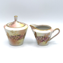 VTG Schumann Arzberg Germany Wild Rose Creamer And Sugar Bowl Set Gold Gilded - £21.69 GBP