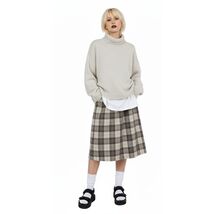 VTG 40s 50s Brown Cream Wool Plaid Pleated Skirt Costume Piece 23.5” XS - $34.95