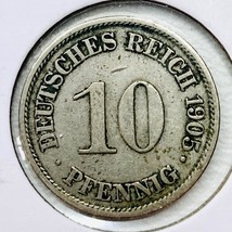 1905 A German Empire 10 Pfennig Coin - €2,58 EUR